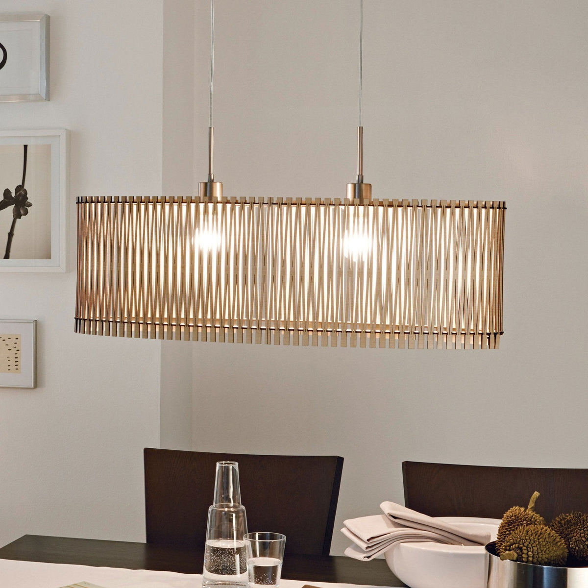 Sendero Oval Maple Wood Pendant Light