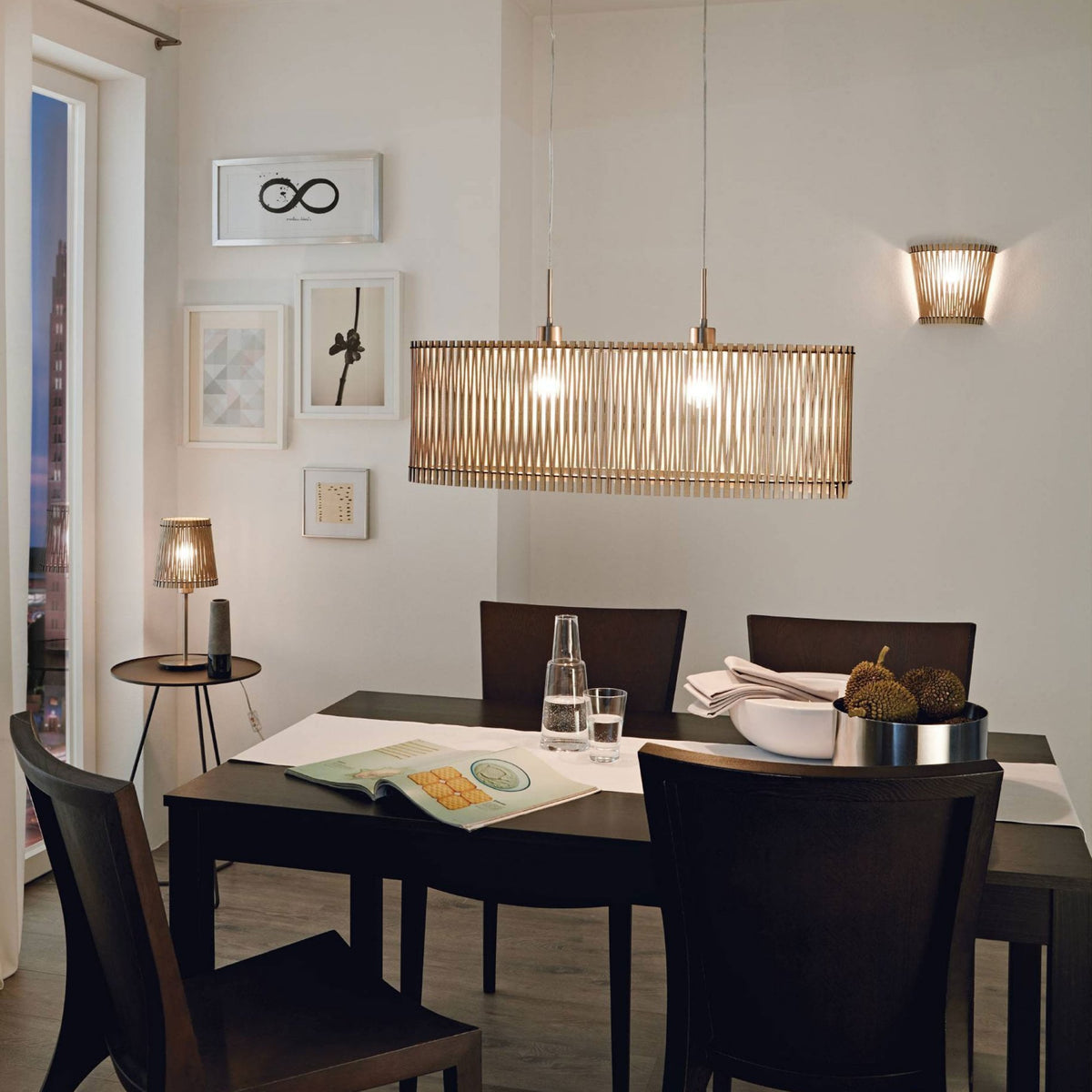 Sendero Oval Maple Wood Pendant Light