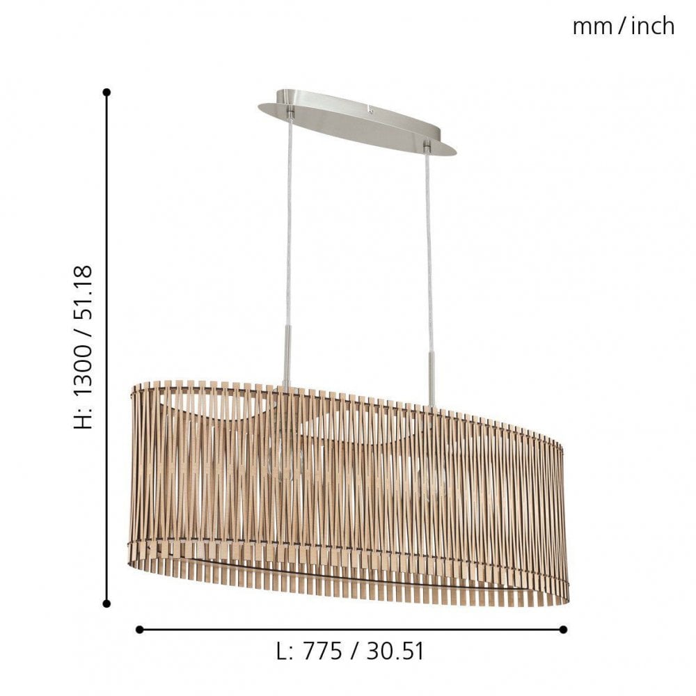 Sendero Oval Maple Wood Pendant Light