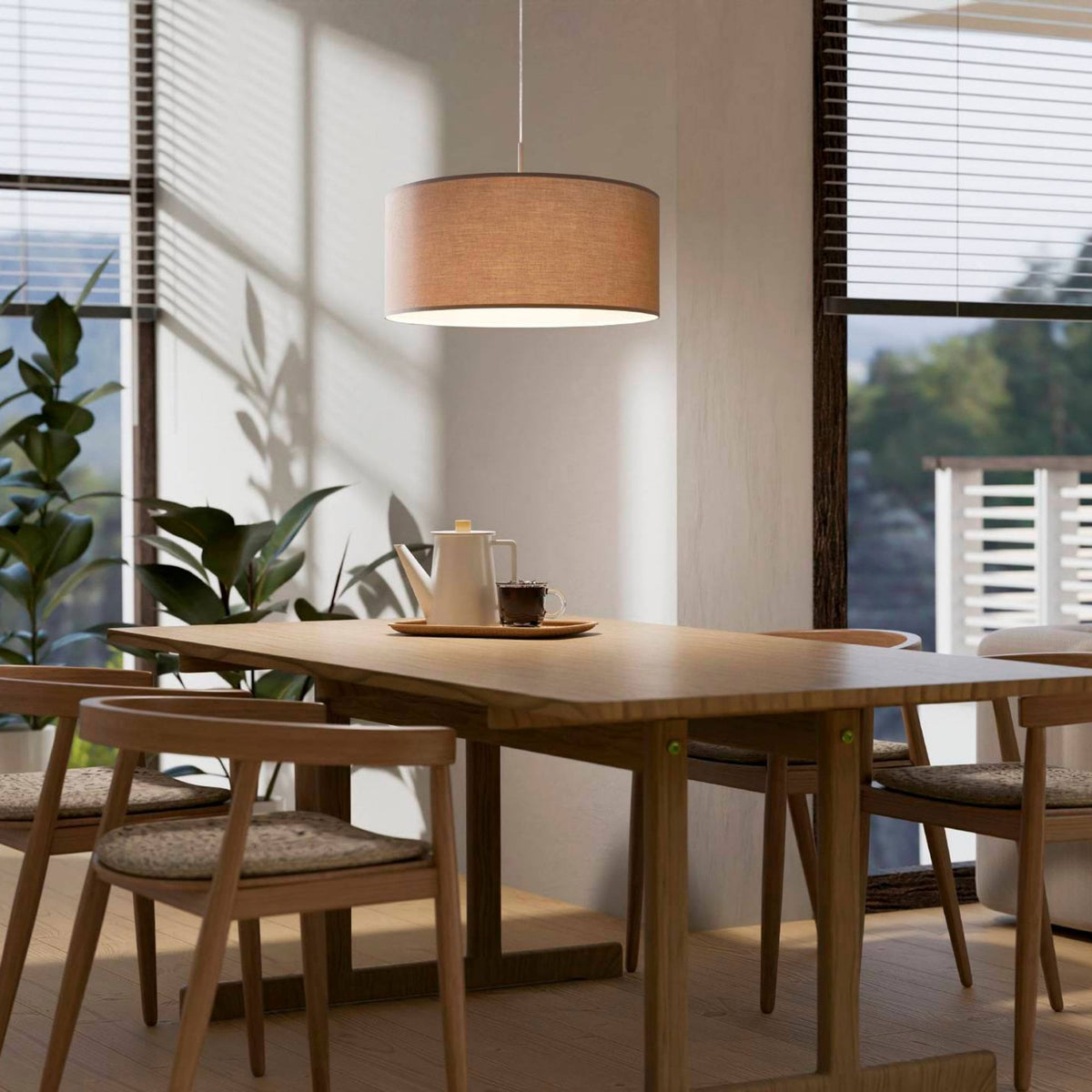 Pasteri Large Taupe and White Fabric Pendant Light