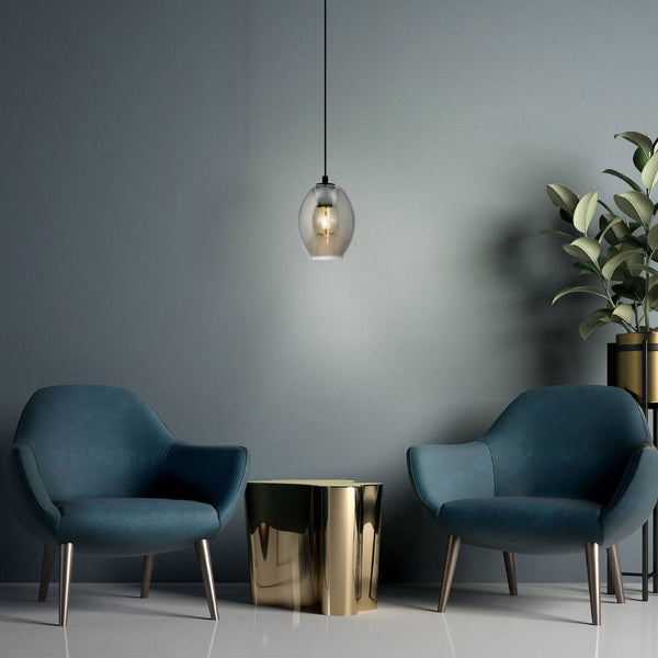 Cadaques Single Pendant with Transparent Black Smoked Glass