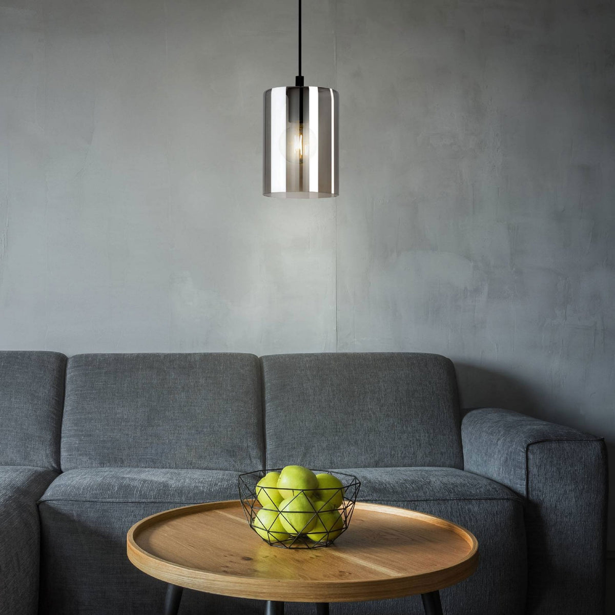 Cadaques 1 Single Pendant with Transparent Black Smoked Glass