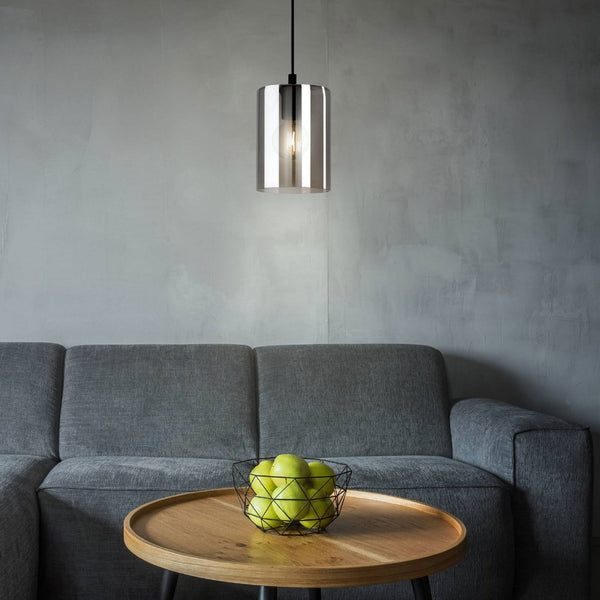 Cadaques 1 Single Pendant with Transparent Black Smoked Glass