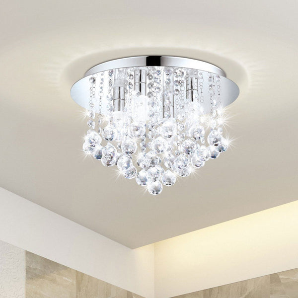 Almonte IP44 Large 500mm Bathroom Ceiling Light in Chrome & Crystal