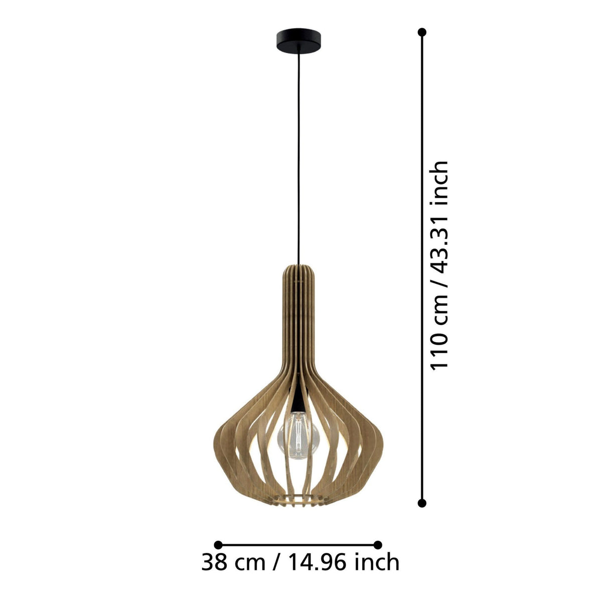 Velasco 380mm Wooden Pendant in Maple