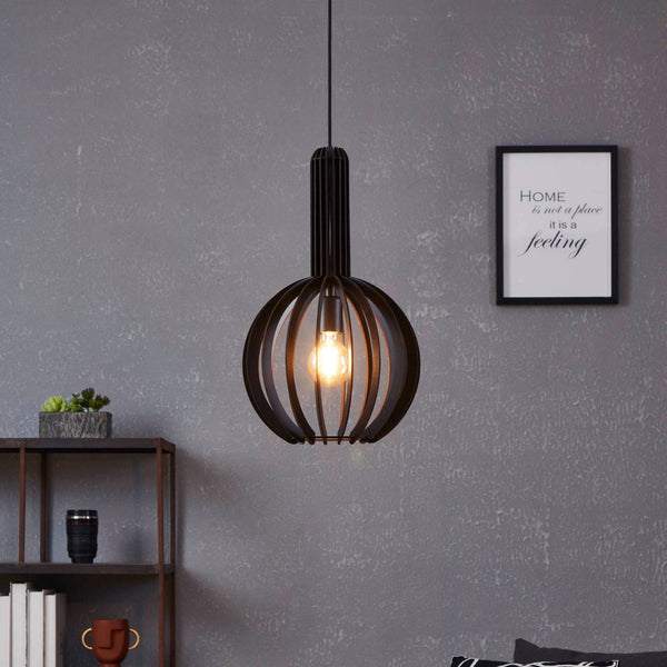 Velasco 310mm Wooden Pendant in Black