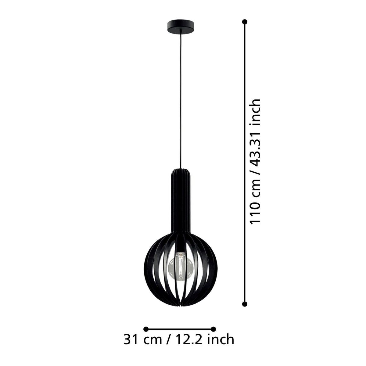 Velasco 310mm Wooden Pendant in Black