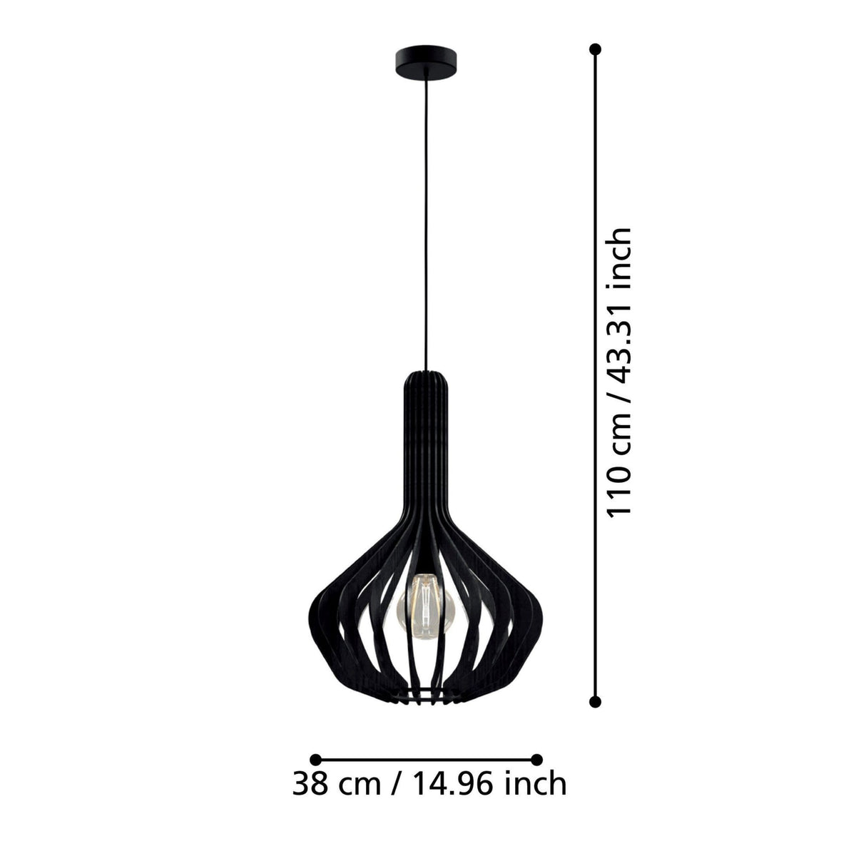 Velasco 380mm Wooden Pendant in Black