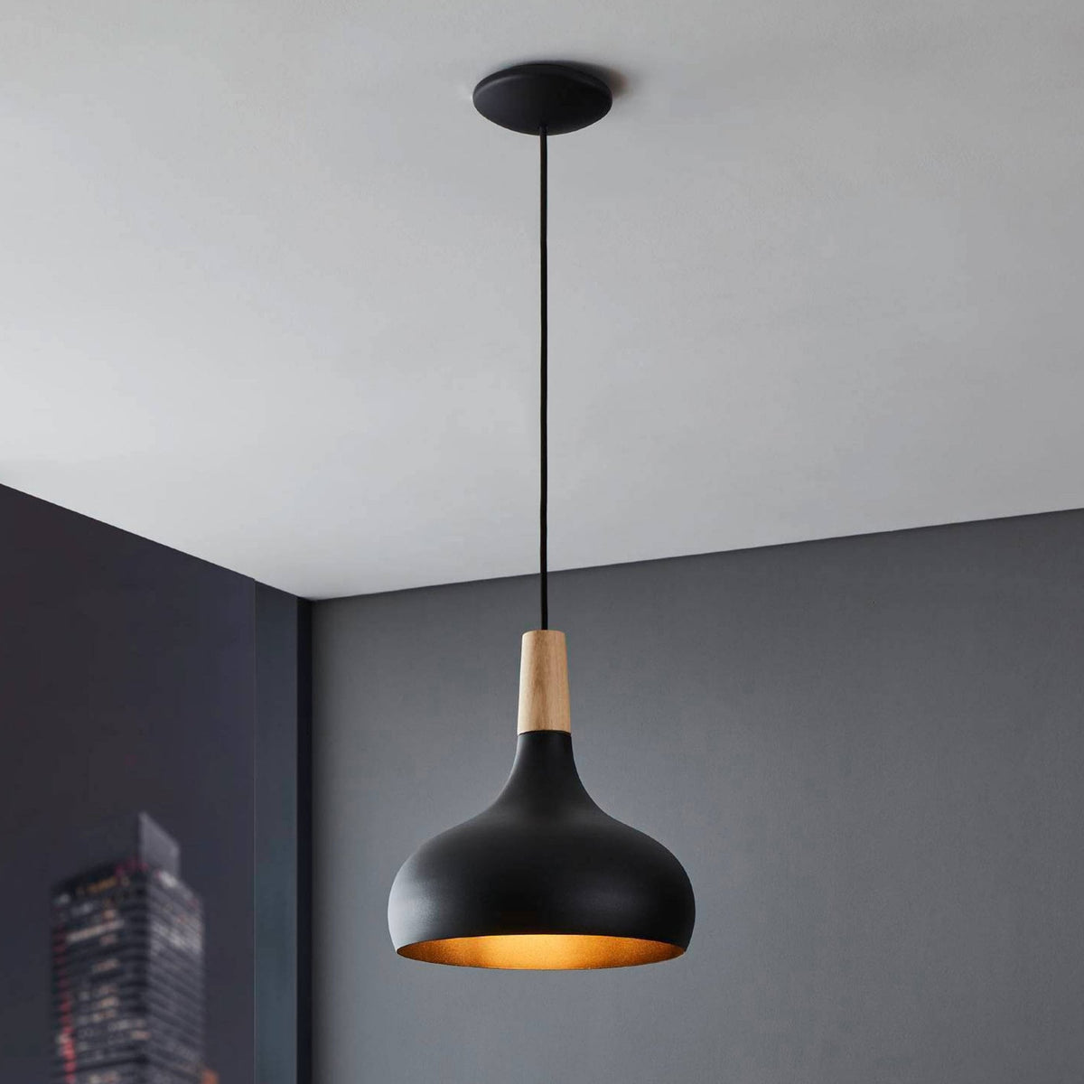 Sabinar Medium Steel Pendant Light in Black