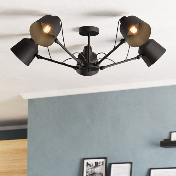 Basurtu Five Arm Ceiling Light in Black with Adjustable Heads