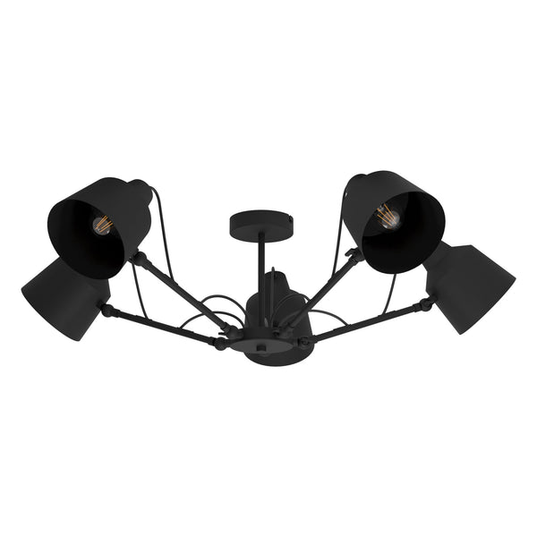 Basurtu Five Arm Ceiling Light in Black with Adjustable Heads