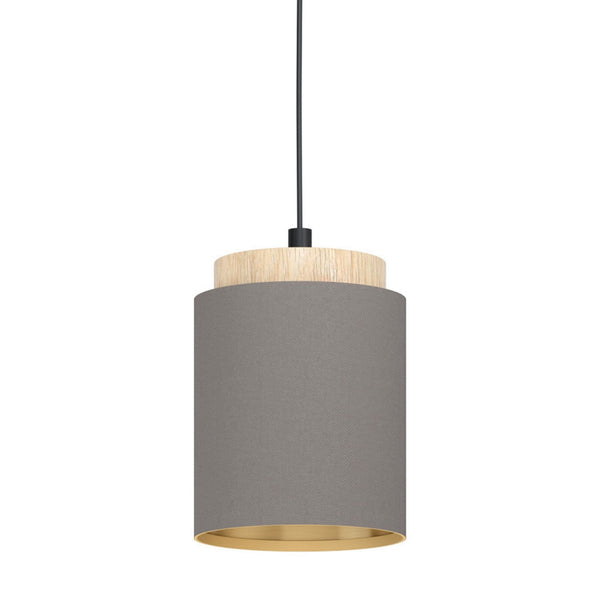 Albariza Single Pendant with Wooden Lamp Holder and Cappuccino Shade