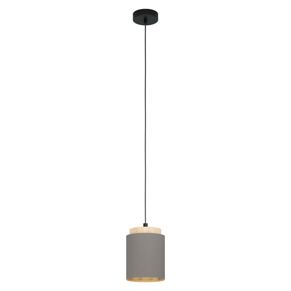 Albariza Single Pendant with Wooden Lamp Holder and Cappuccino Shade