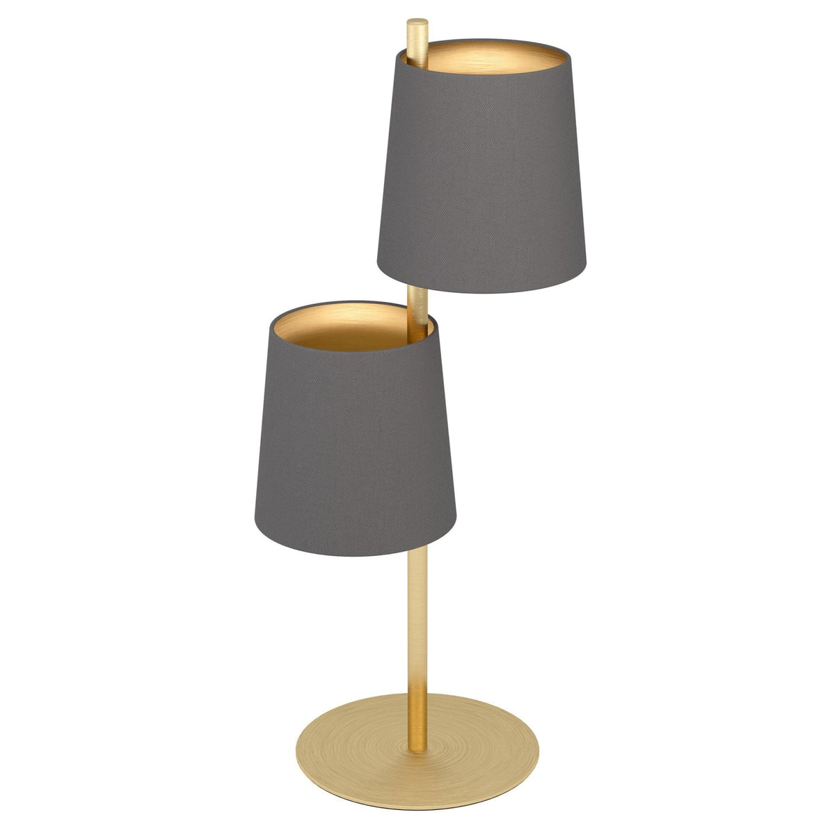 Almeida 2 Table Lamp in Brushed Brass with Cappuccino Shades