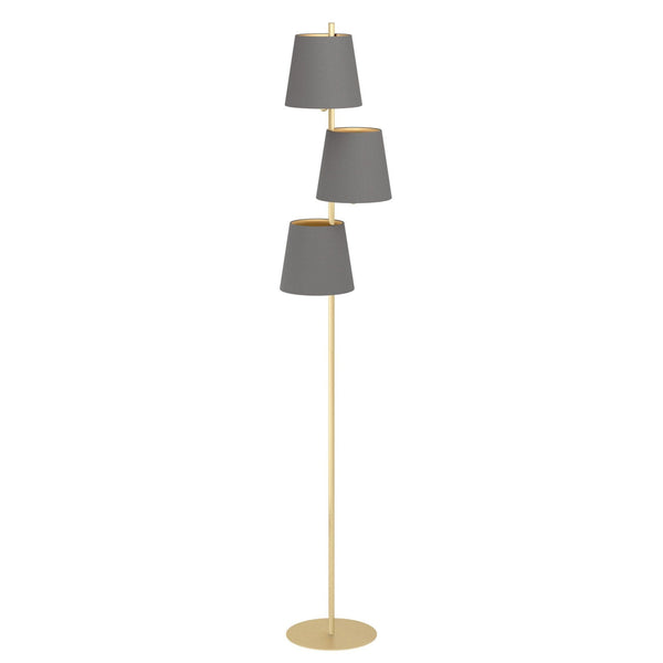 Almeida 2 Floor Lamp in Brushed Brass with Cappuccino Shades