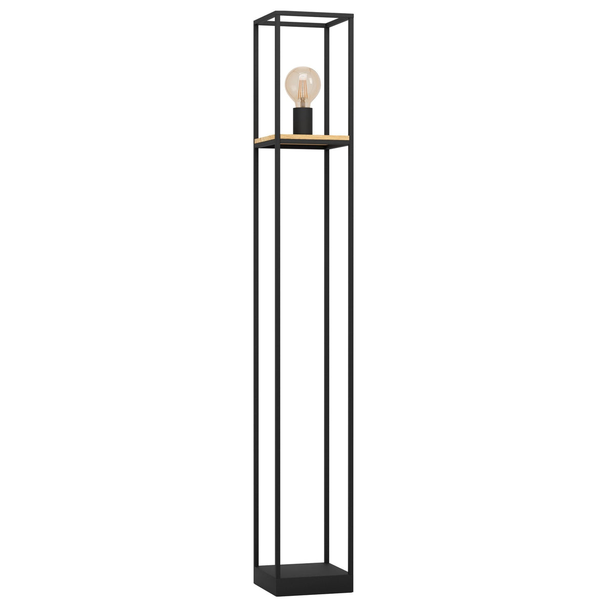 Libertad Floor Lamp in Black with Wood Detailing