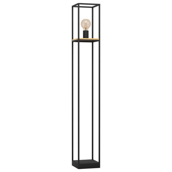 Libertad Floor Lamp in Black with Wood Detailing