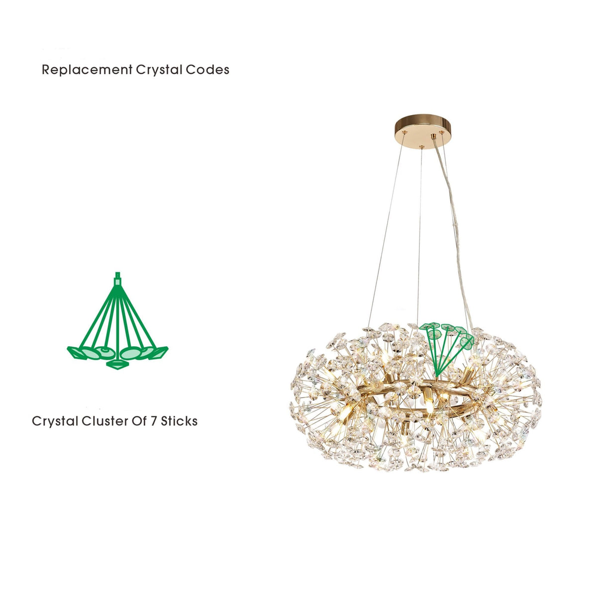 Bridestowe Replacement Crystal Cluster (a stick of 7) French Gold