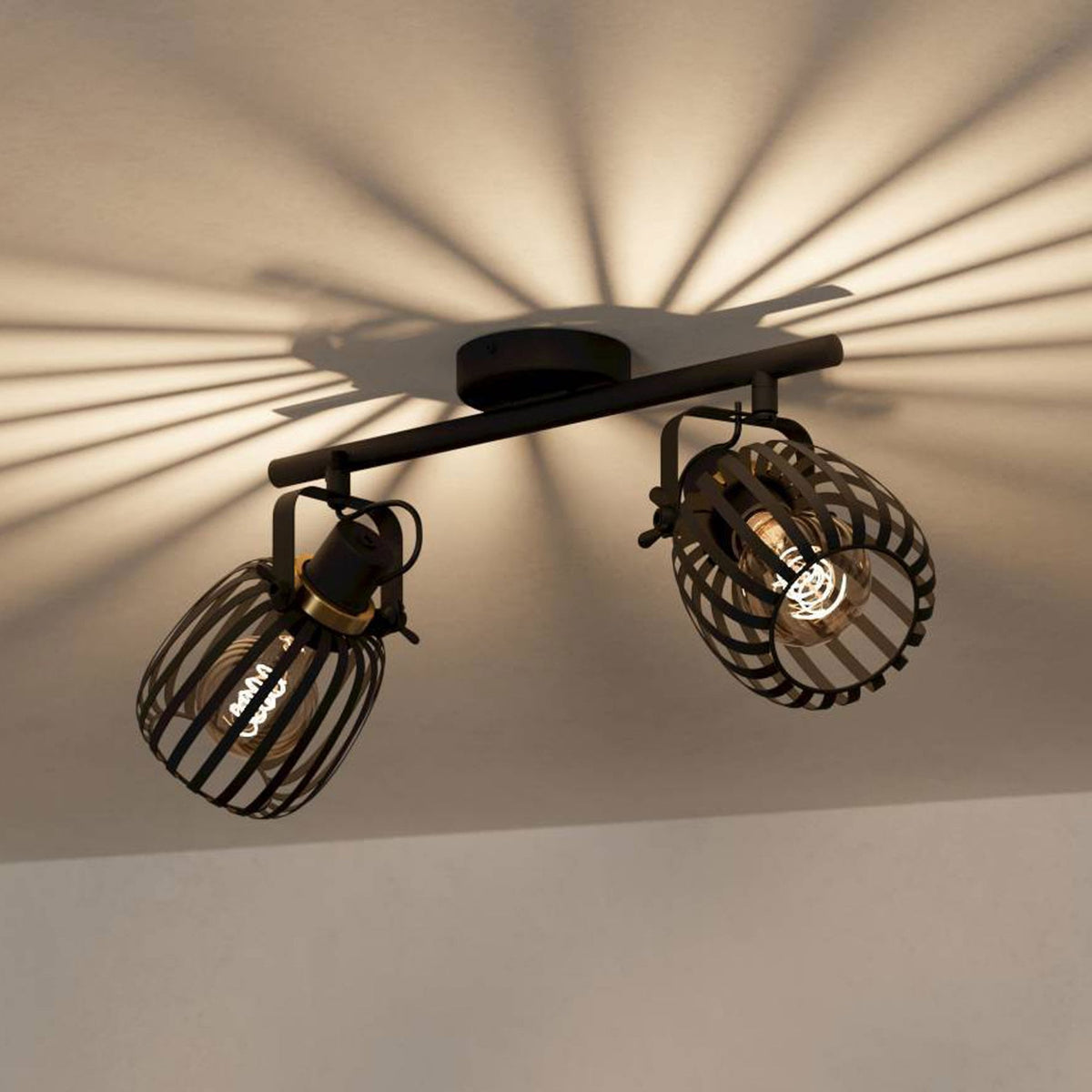 Girona Twin Spotlight in Black and Brushed Brass