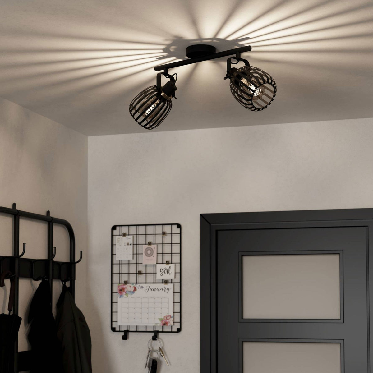 Girona Twin Spotlight in Black and Brushed Brass