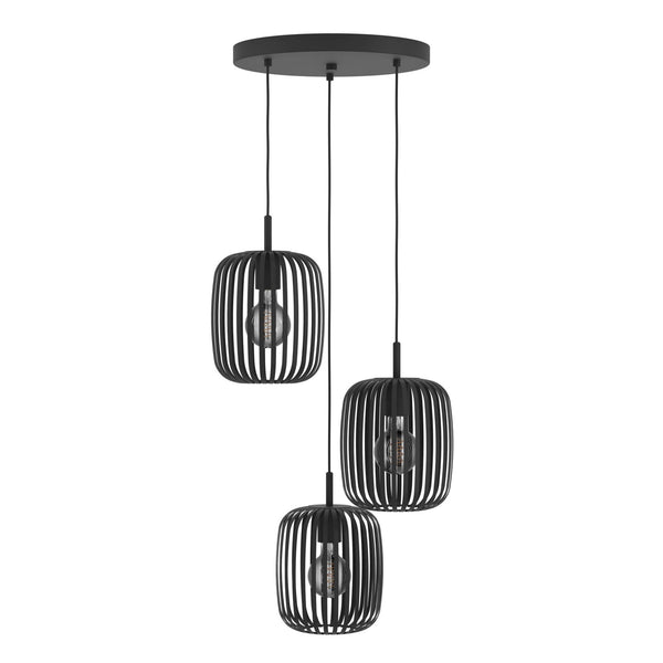 Romazzina Triple Drop Round Steel Pendant in a Black Finish