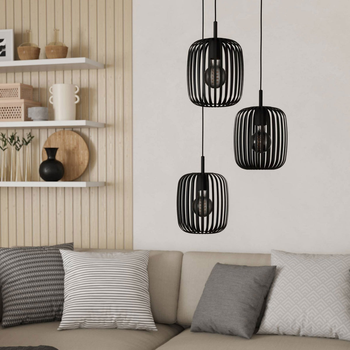 Romazzina Triple Drop Round Steel Pendant in a Black Finish