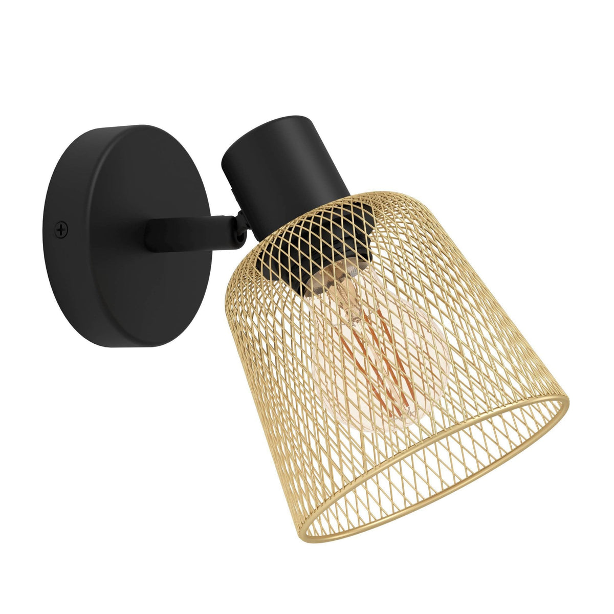 Coslada Single Spotlight in Black and Brass Wire Mesh Shade