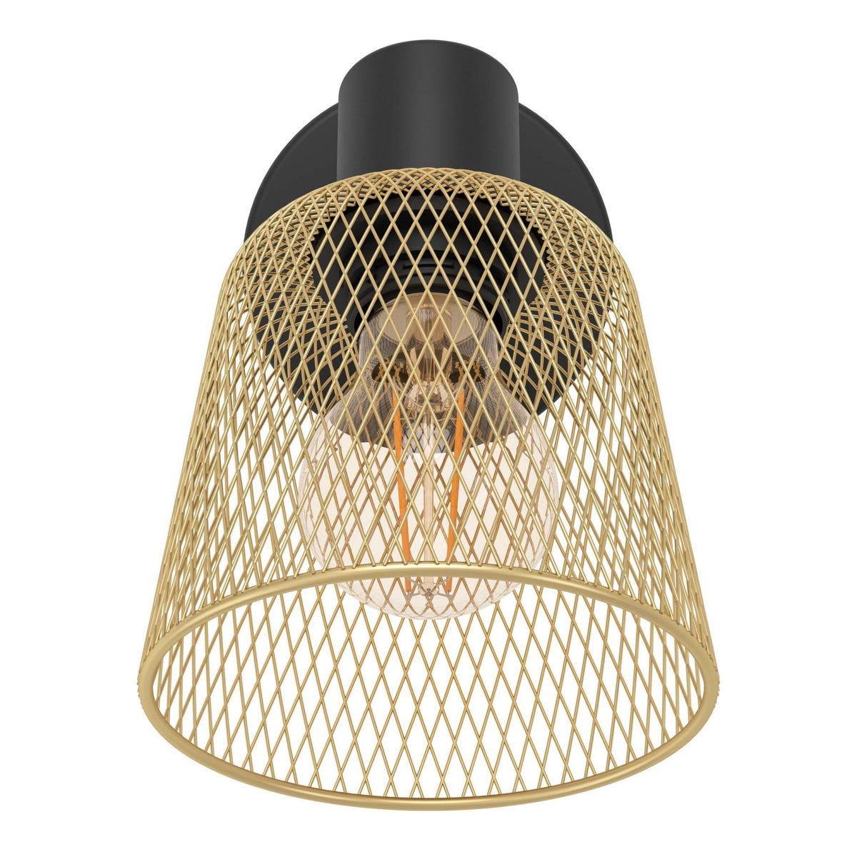 Coslada Single Spotlight in Black and Brass Wire Mesh Shade