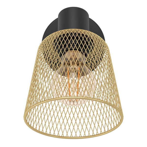 Coslada Single Spotlight in Black and Brass Wire Mesh Shade