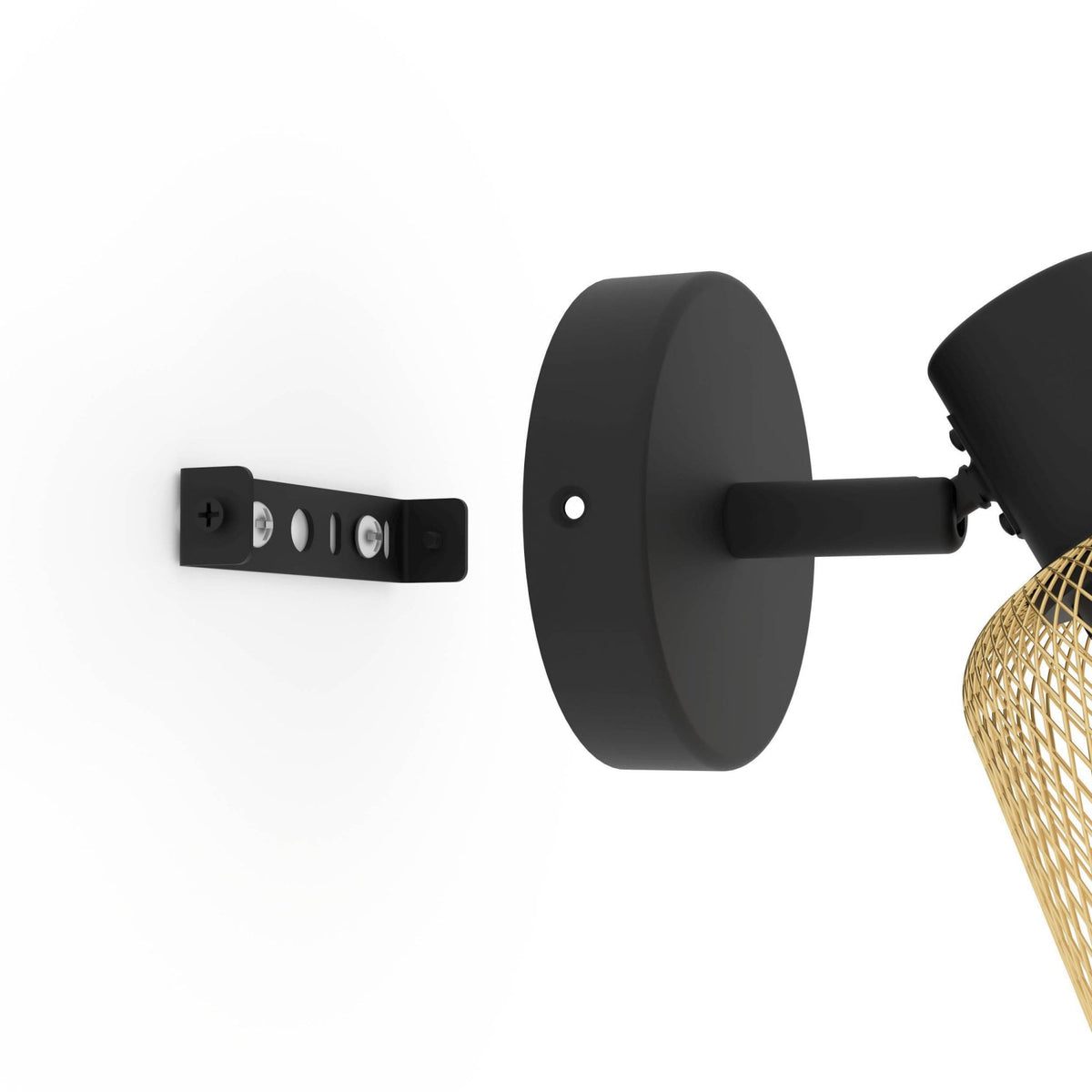 Coslada Single Spotlight in Black and Brass Wire Mesh Shade