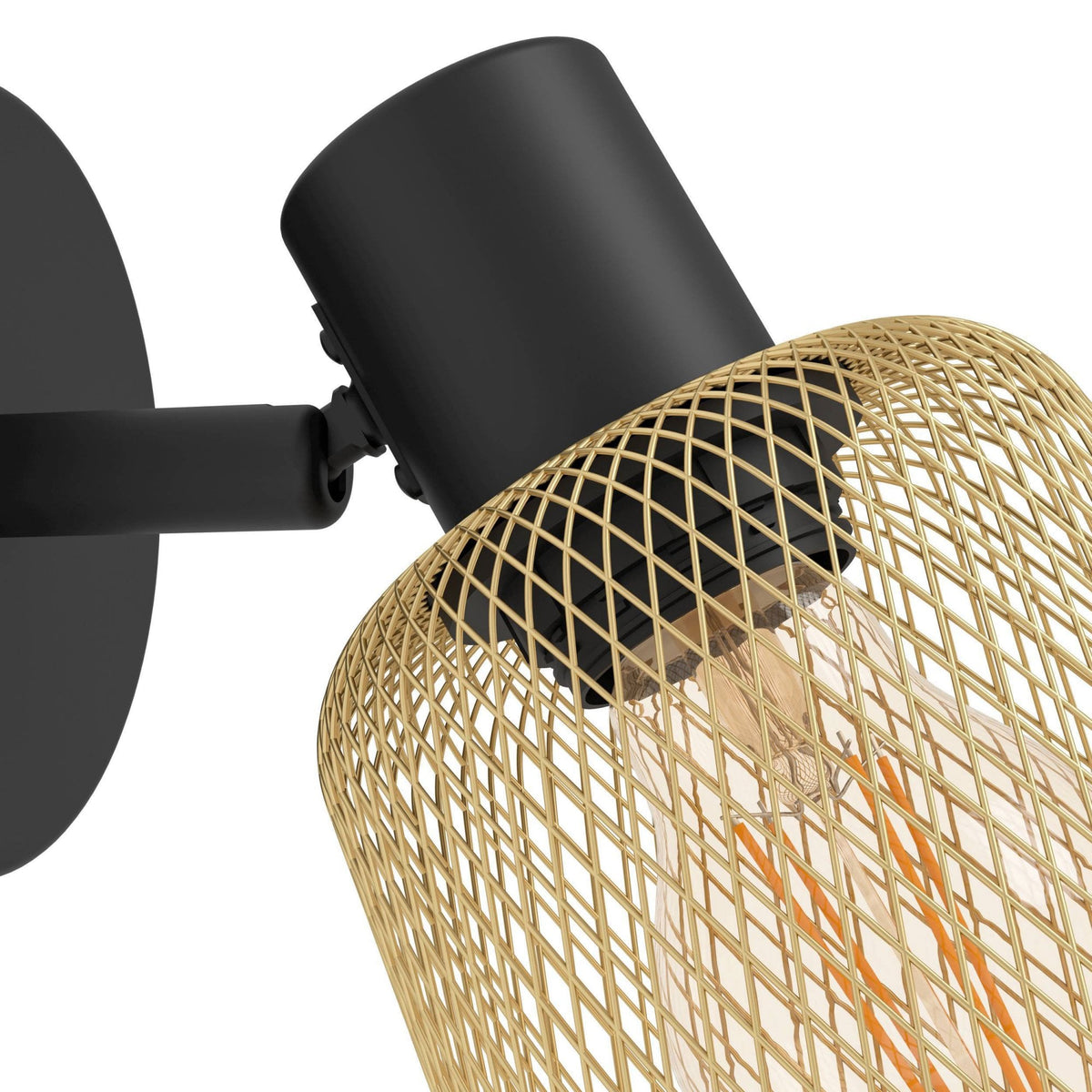 Coslada Single Spotlight in Black and Brass Wire Mesh Shade