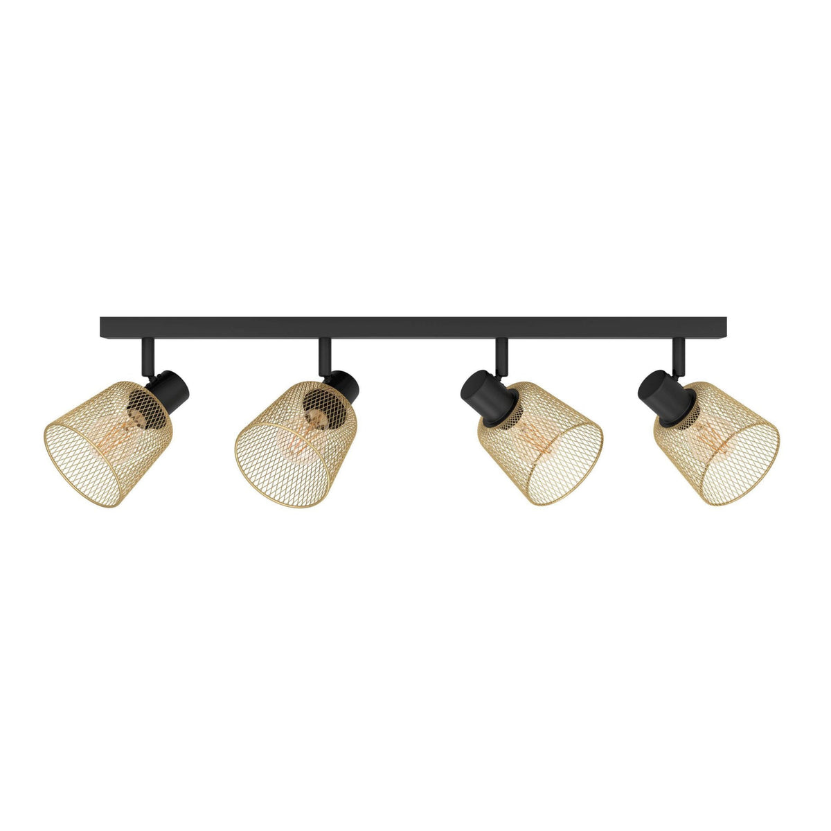 Coslada Quad Spotlight in Black and Brass Wire Mesh Shades