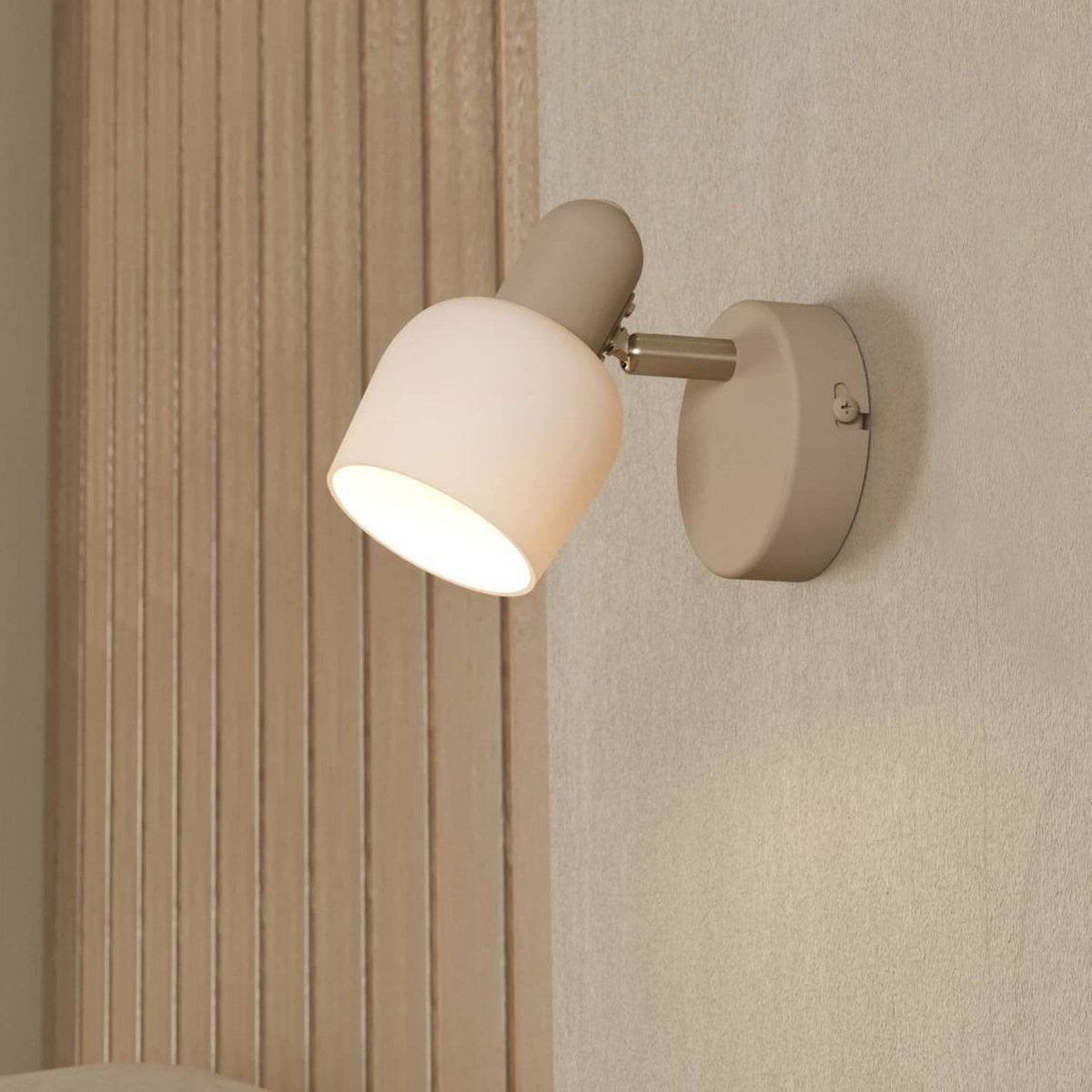 Corato Single Spotlight in a Sandy Finish with Opal Glass Shade