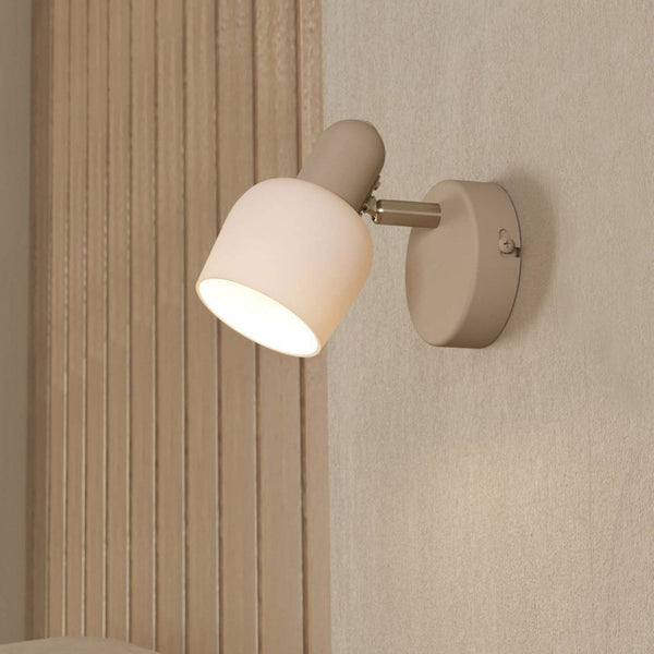 Corato Single Spotlight in a Sandy Finish with Opal Glass Shade