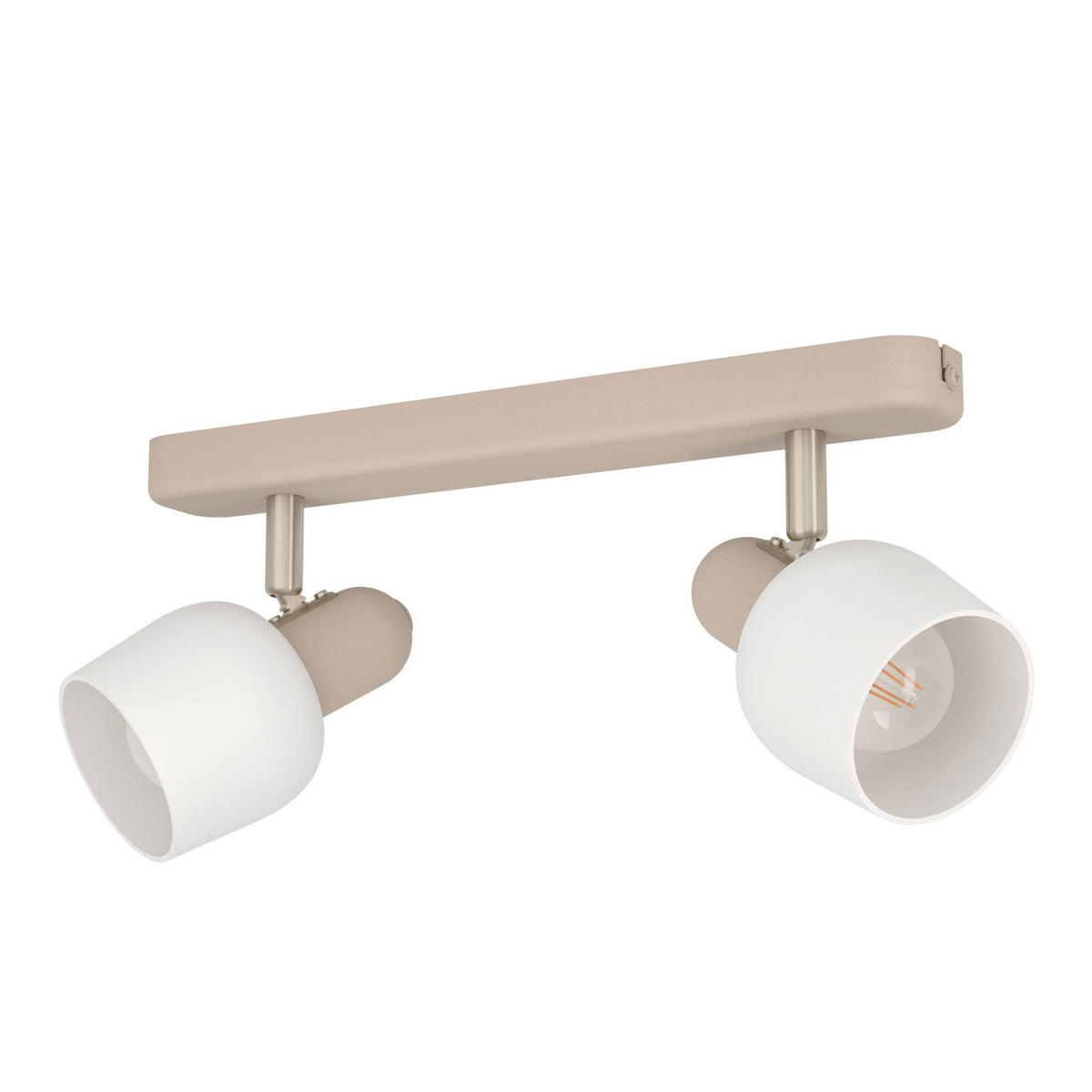 Corato Twin Spotlight in a Sandy Finish with Opal Glass Shades