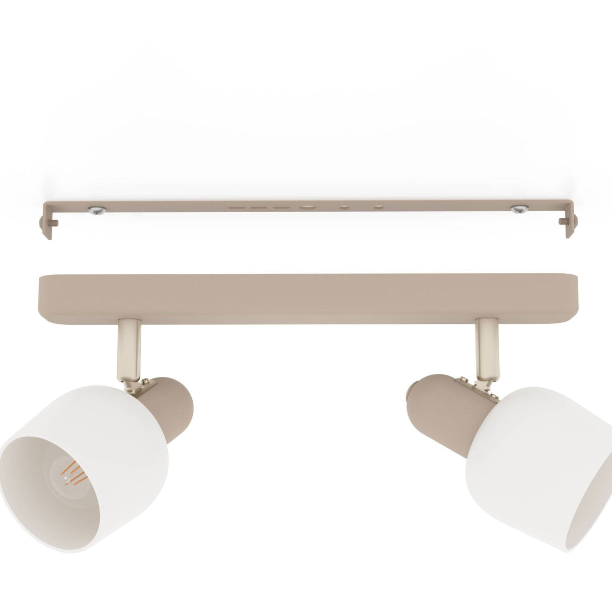 Corato Twin Spotlight in a Sandy Finish with Opal Glass Shades