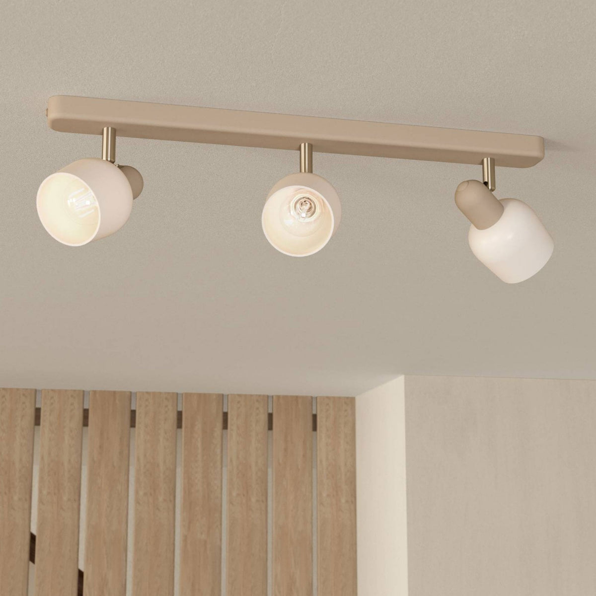 Corato Triple Spotlight in a Sandy Finish with Opal Glass Shades