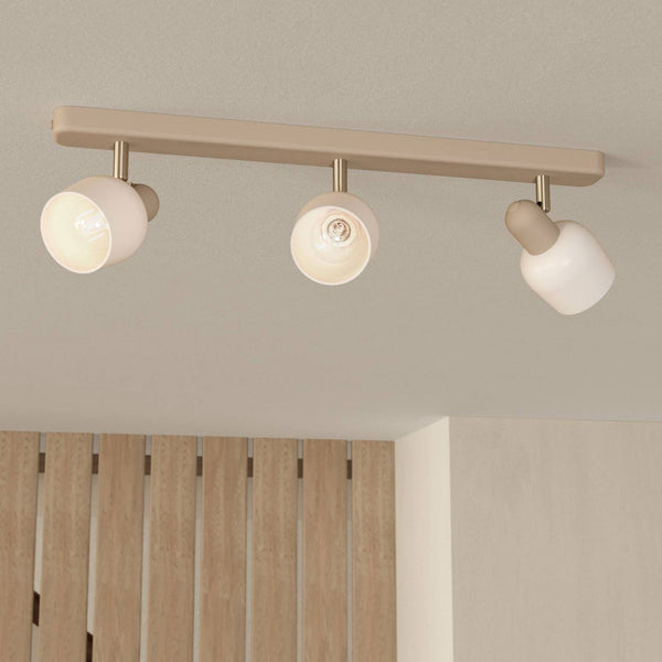 Corato Triple Spotlight in a Sandy Finish with Opal Glass Shades