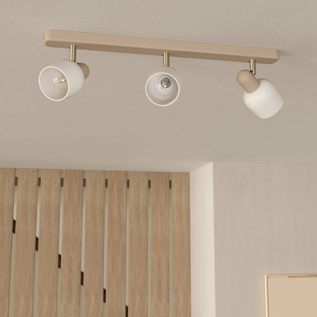 Corato Triple Spotlight in a Sandy Finish with Opal Glass Shades
