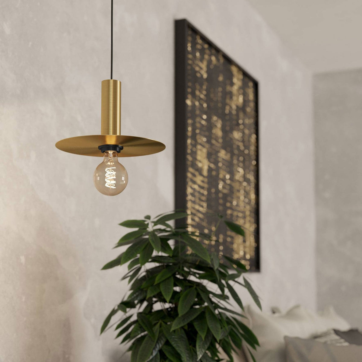 Escandell Single Drop Pendant in Brushed Brass