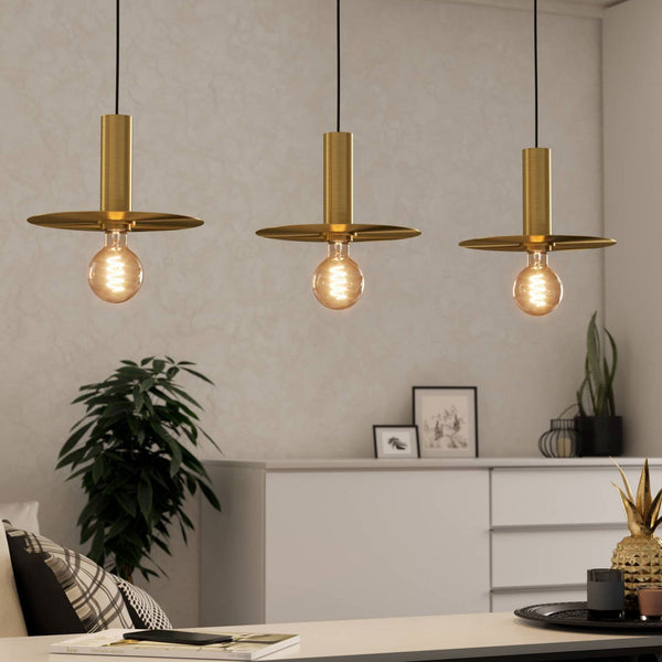 Escandell Triple Drop Linear Pendant in Brushed Brass