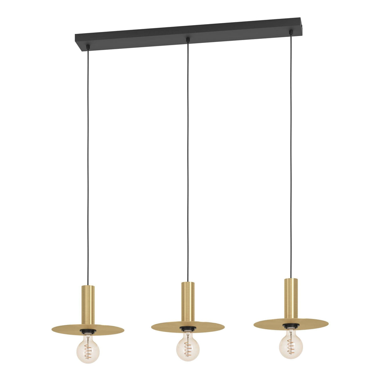 Escandell Triple Drop Linear Pendant in Brushed Brass