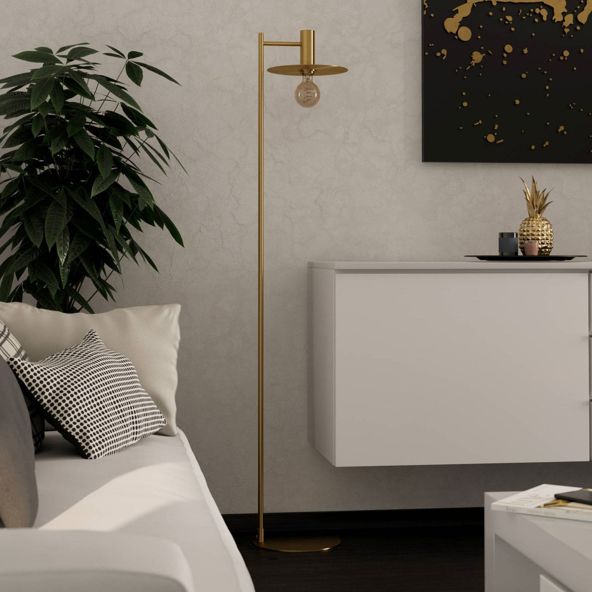 Escandell Floor Lamp in Brushed Brass