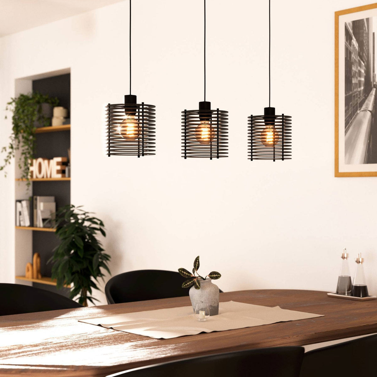 Segovia Triple Drop Linear Pendant in Black