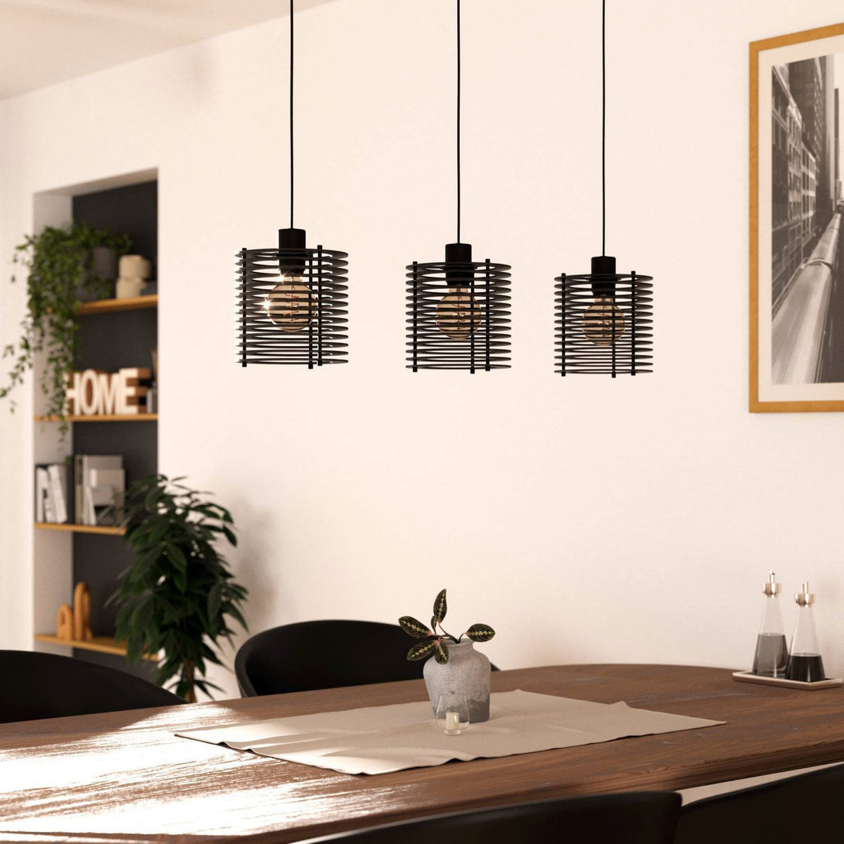 Segovia Triple Drop Linear Pendant in Black
