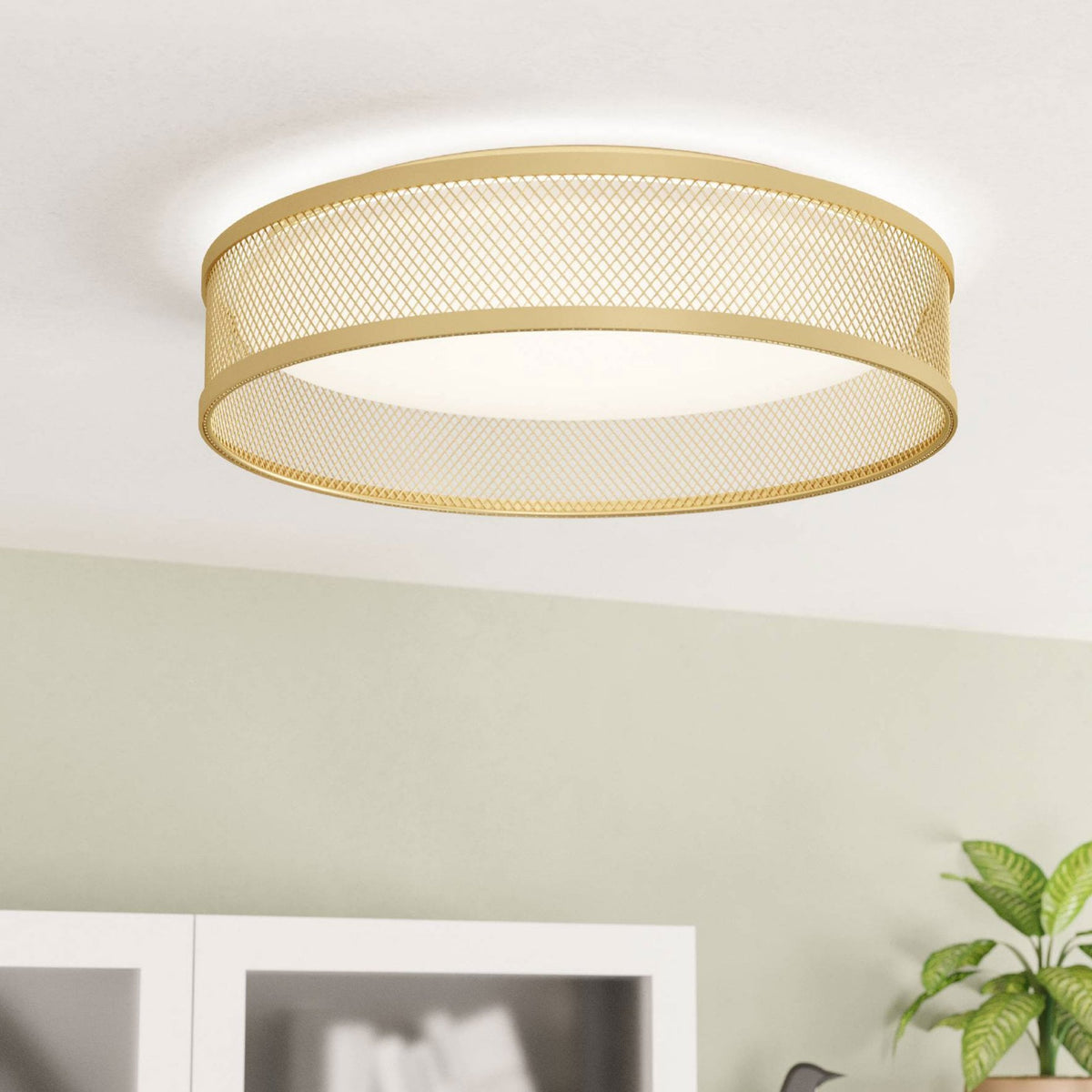 Luppineria 385mm 20w LED Ceiling Light in Matt Brass with White Diffuser