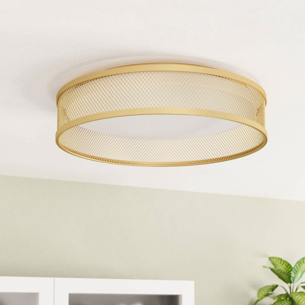 Luppineria 385mm 20w LED Ceiling Light in Matt Brass with White Diffuser
