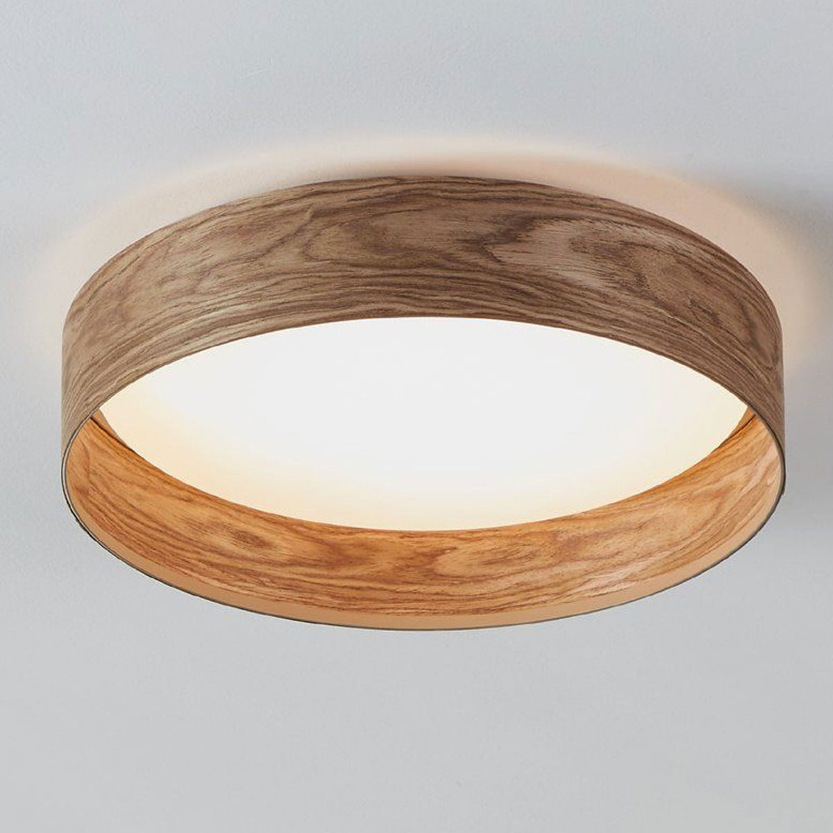 Luppineria 380mm 20w LED Ceiling Light in Oak Veneer with White Diffuser