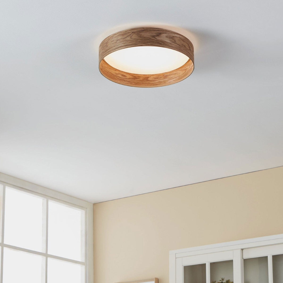 Luppineria 380mm 20w LED Ceiling Light in Oak Veneer with White Diffuser