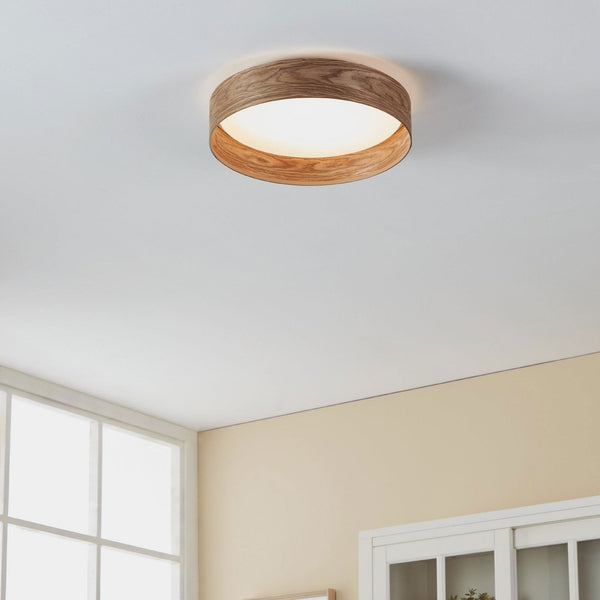 Luppineria 380mm 20w LED Ceiling Light in Oak Veneer with White Diffuser